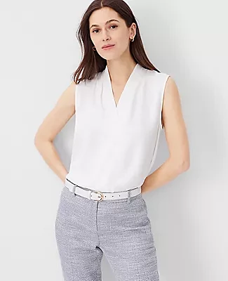Ann Taylor Petite Pleated V-Neck Top
