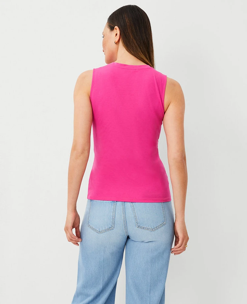 Ann Taylor Pima Cotton Asymmetrical Shell Top Bold Pink Women's
