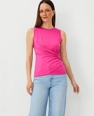 Ann Taylor Pima Cotton Asymmetrical Shell Top Bold Pink Women's