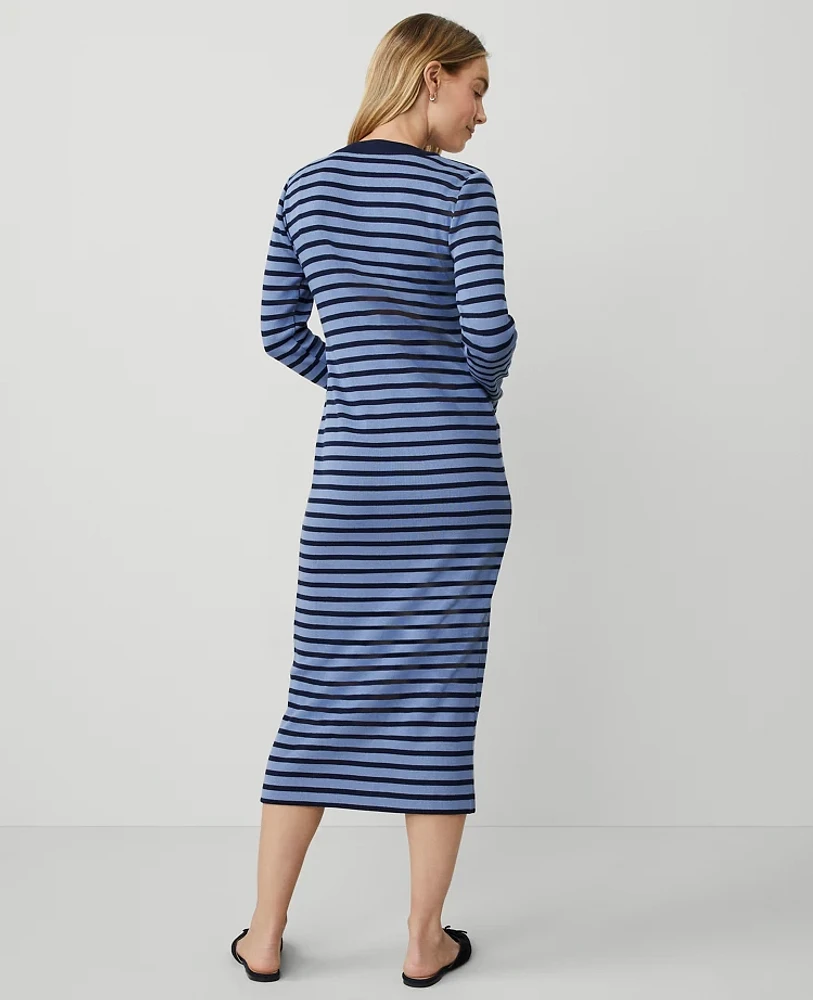 Ann Taylor Weekend Collection Stripe Column Midi Dress Whimsical Peri Women's