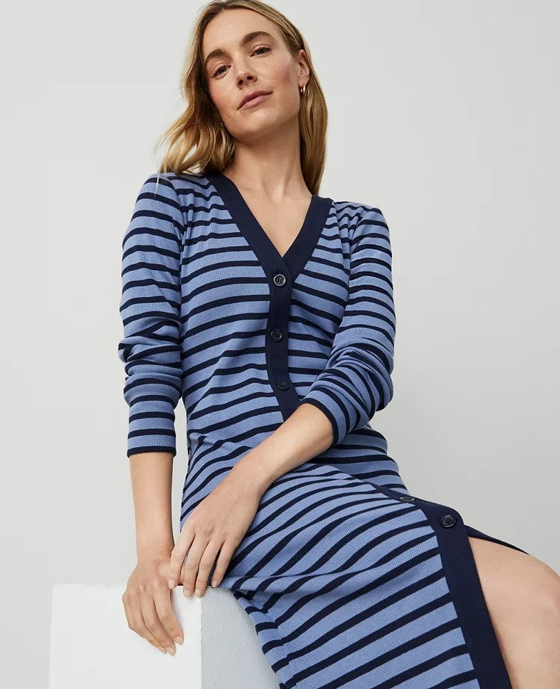 Ann Taylor Weekend Collection Stripe Column Midi Dress Whimsical Peri Women's