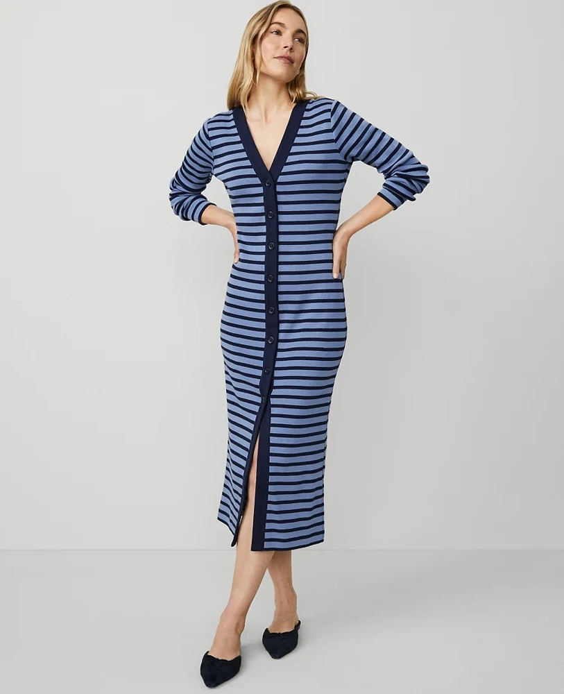 Ann Taylor Weekend Collection Stripe Column Midi Dress Whimsical Peri Women's