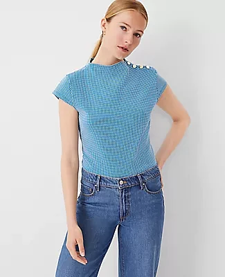 Ann Taylor Mock Neck Cap Sleeve Top