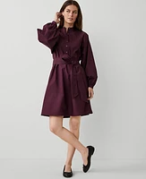 Ann Taylor AT Weekend Cotton Stand Collar Shift Dress Plum Rose Women's