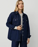 Ann Taylor Patch Pocket Denim Shirt Dark Wash Women's