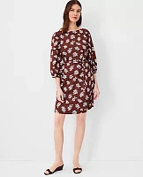 Ann Taylor Leafed Linen Blend Puff Sleeve Shift Dress