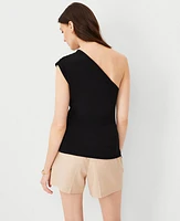 Ann Taylor Ruched One Shoulder Top Black Women's