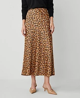 Ann Taylor Animal Print Bias Slip Skirt Tan Women's