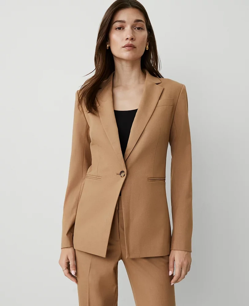 Ann Taylor The One-Button Blazer Seasonless Stretch Perfect Camel Women's