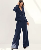 Ann Taylor The High Rise Pleated Wide Leg Pant Textured Drape