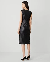 Ann Taylor Faux Leather Sheath Dress Black Women's