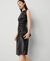 Ann Taylor Faux Leather Sheath Dress Black Women's