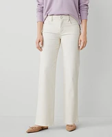 Ann Taylor AT Weekend Mid Rise Wide Leg Jeans Ivory Women's