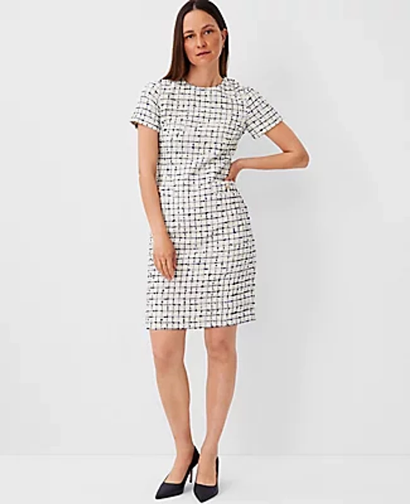 Ann Taylor Tweed Short Sleeve Pocket Dress