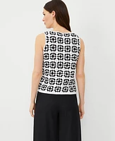 Ann Taylor Petite Crochet Sweater Shell Top White-Black Women's