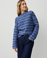 Ann Taylor Weekend Collection Diamond Cable Stripe Sweater Blue Multi Women's