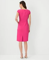 Ann Taylor Square Neck Cap Sleeve Sheath Dress - Curvy Fit Bold Pink Women's