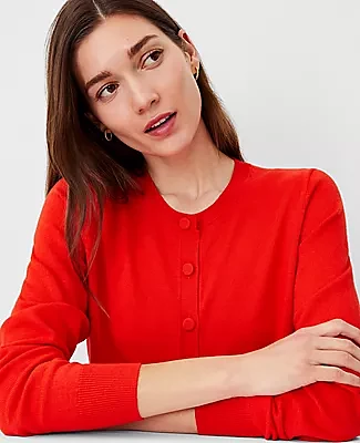 Ann Taylor Petite Covered Button Ann Cardigan