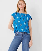 Ann Taylor Floral Boatneck Tee