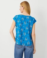 Ann Taylor Floral Boatneck T-Shirt Santorini Women's