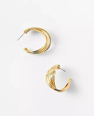 Ann Taylor Metal Textured Twist Hoop Earrings