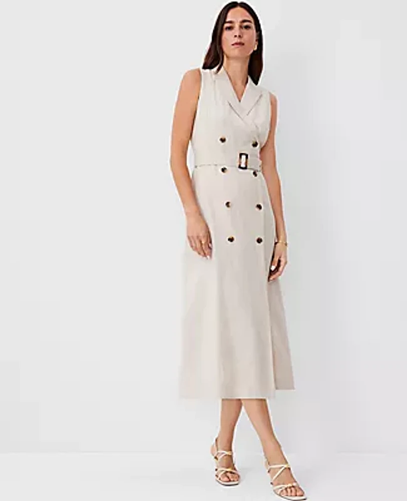 Ann Taylor Petite Double Breasted Belted Midi Dress