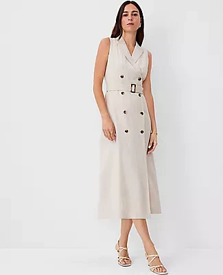 Ann Taylor Petite Double Breasted Belted Midi Dress