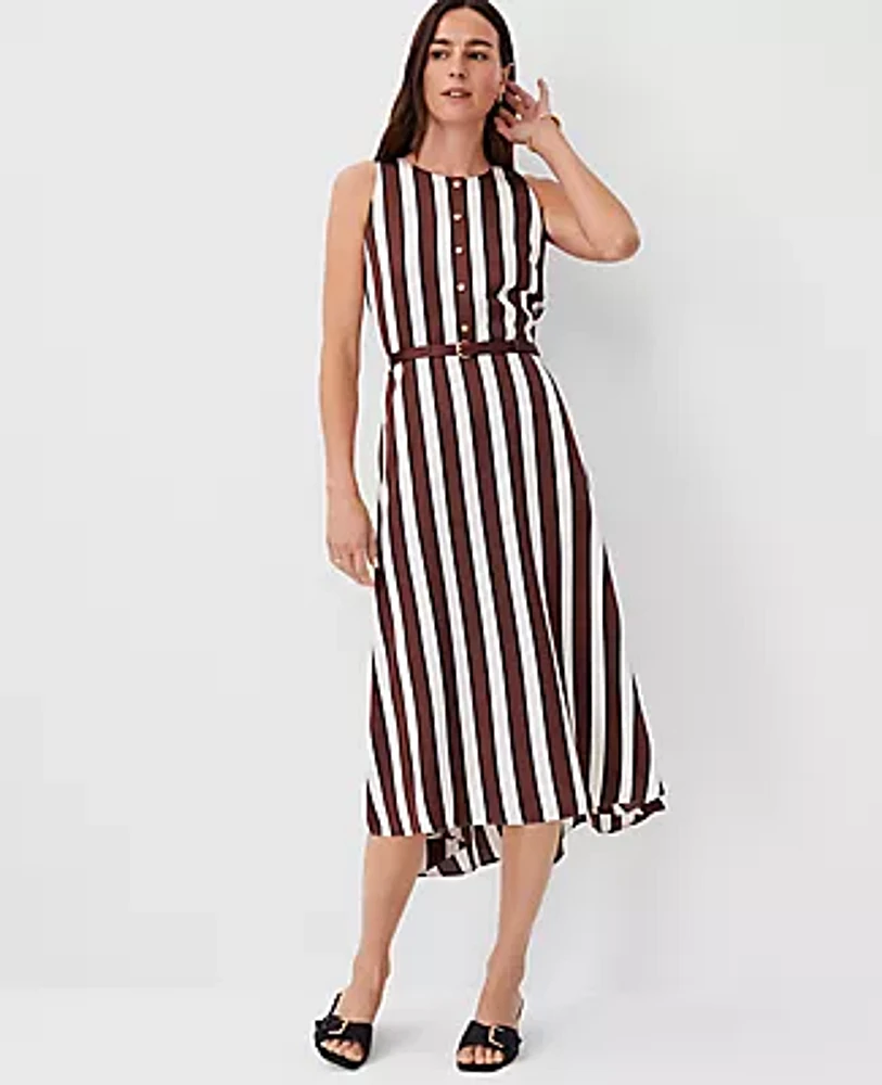 Ann Taylor Petite Striped Flare Midi Dress