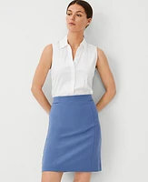 Ann Taylor The Seamed Short A-Line Skirt Seasonless Stretch Precious Sapphire Women's