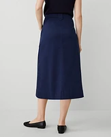 Ann Taylor Weekend Sateen Button Wrap Skirt Pure Sapphire Women's