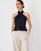 Ann Taylor Petite Cross Front Peplum Top