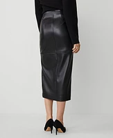 Ann Taylor Faux Leather Slit Midi Pencil Skirt Black Women's