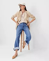 Ann Taylor Petite AT Weekend Spotted Cotton Drop Shoulder Shirt