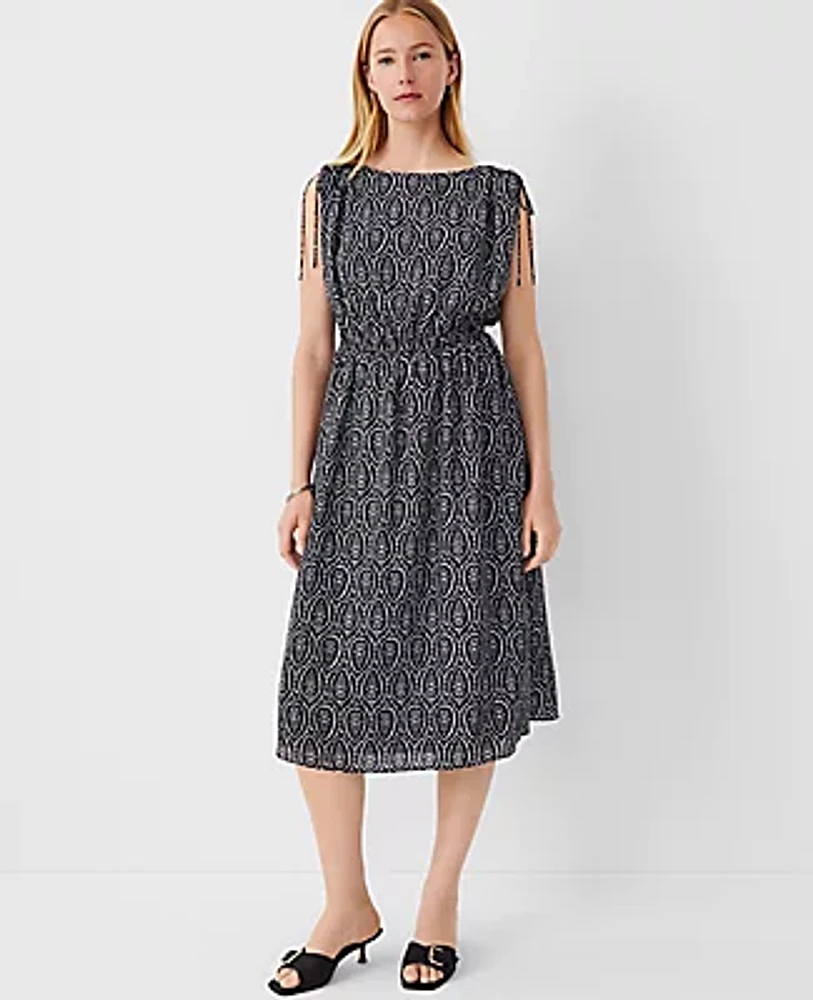 Ann Taylor Geo Sleeveless Flare Midi Dress