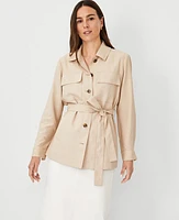 Ann Taylor Petite AT Weekend Textured Utility Jacket Toasted Oat Women's