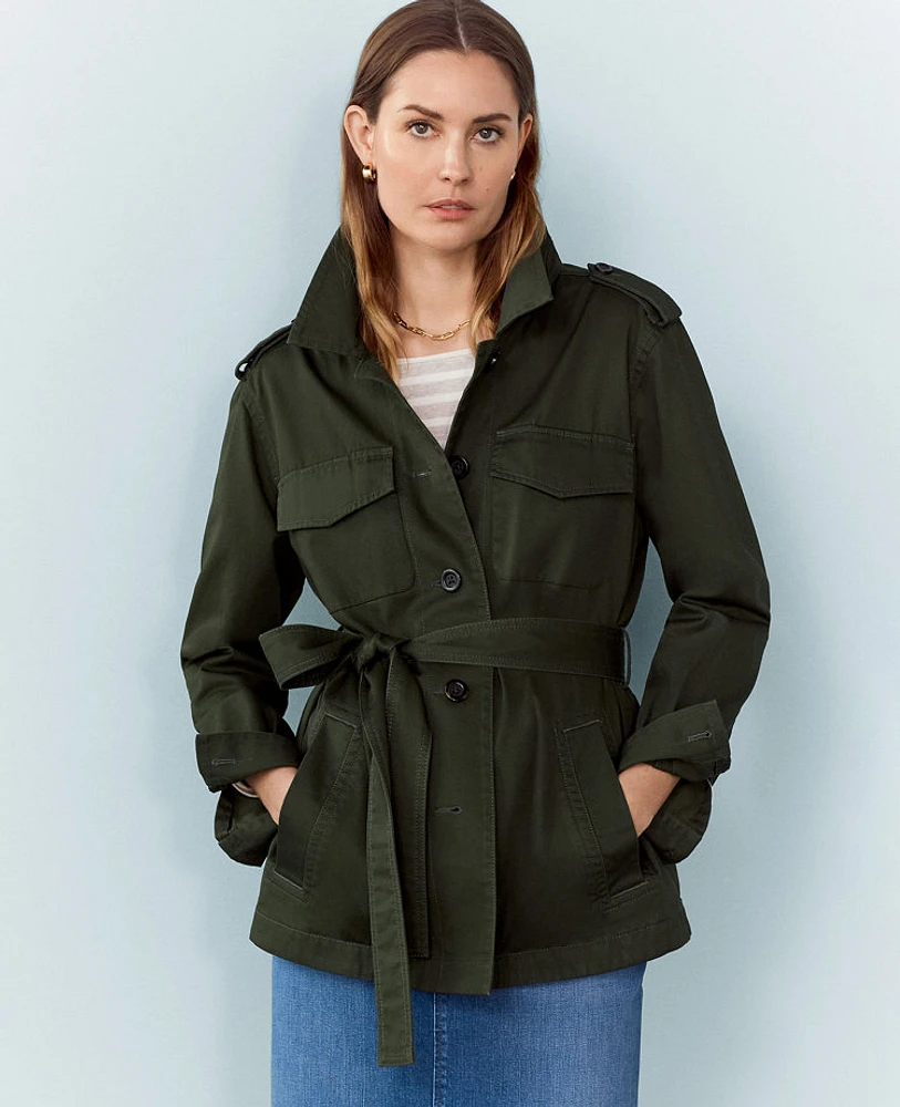 Ann Taylor AT Weekend Waxed Cotton Field Jacket Dusty Fern Green Women's