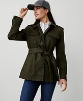 Ann Taylor AT Weekend Waxed Cotton Field Jacket Dusty Fern Green Women's