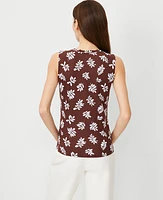 Ann Taylor Petite Leafed Pima Cotton Asymmetrical Shell Top Brown Stone Women's