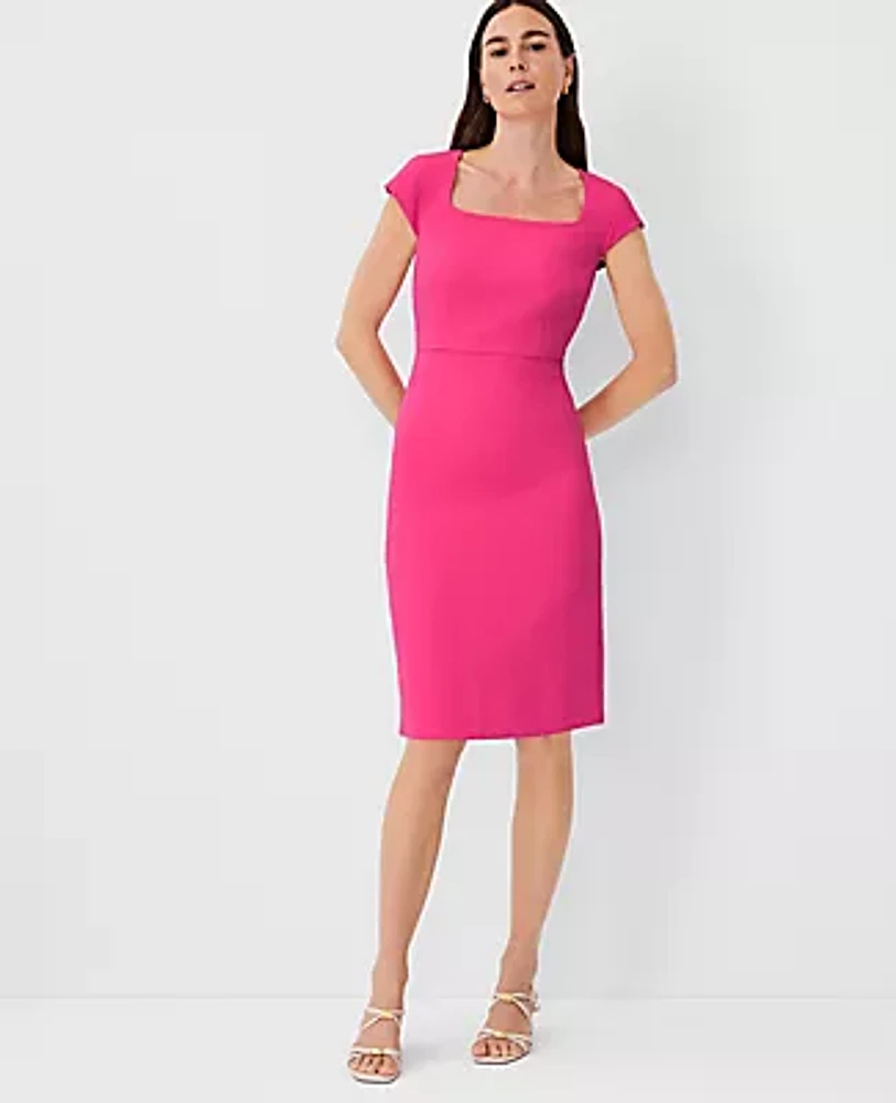 Ann Taylor Petite Square Neck Cap Sleeve Sheath Dress