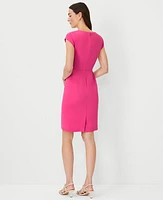 Ann Taylor Petite Square Neck Cap Sleeve Sheath Dress Bold Pink Women's