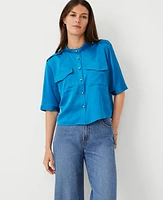 Ann Taylor Petite Utility Pocket Shirt Santorini Women's