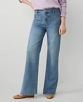 Ann Taylor AT Weekend High Rise Wide Leg Jeans Light Wash Indigo Women's