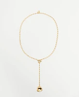 Ann Taylor Metal Disc Lariat Necklace Goldtone Women's