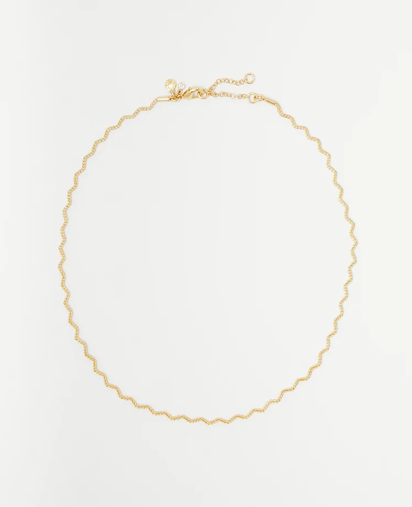 Ann Taylor Zig Zag Chain Necklace Goldtone Women's