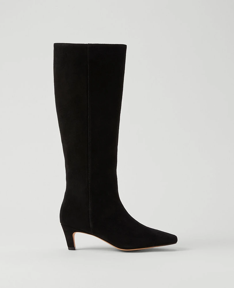 Ann Taylor Kitten Heel Suede Boot Women's