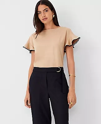 Ann Taylor Ruffle Sleeve Top