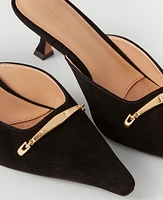 Ann Taylor Chain Suede Mule Pumps Black Women's