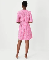 Ann Taylor Petite Split Neck Belted Shift Dress Bold Pink Women's