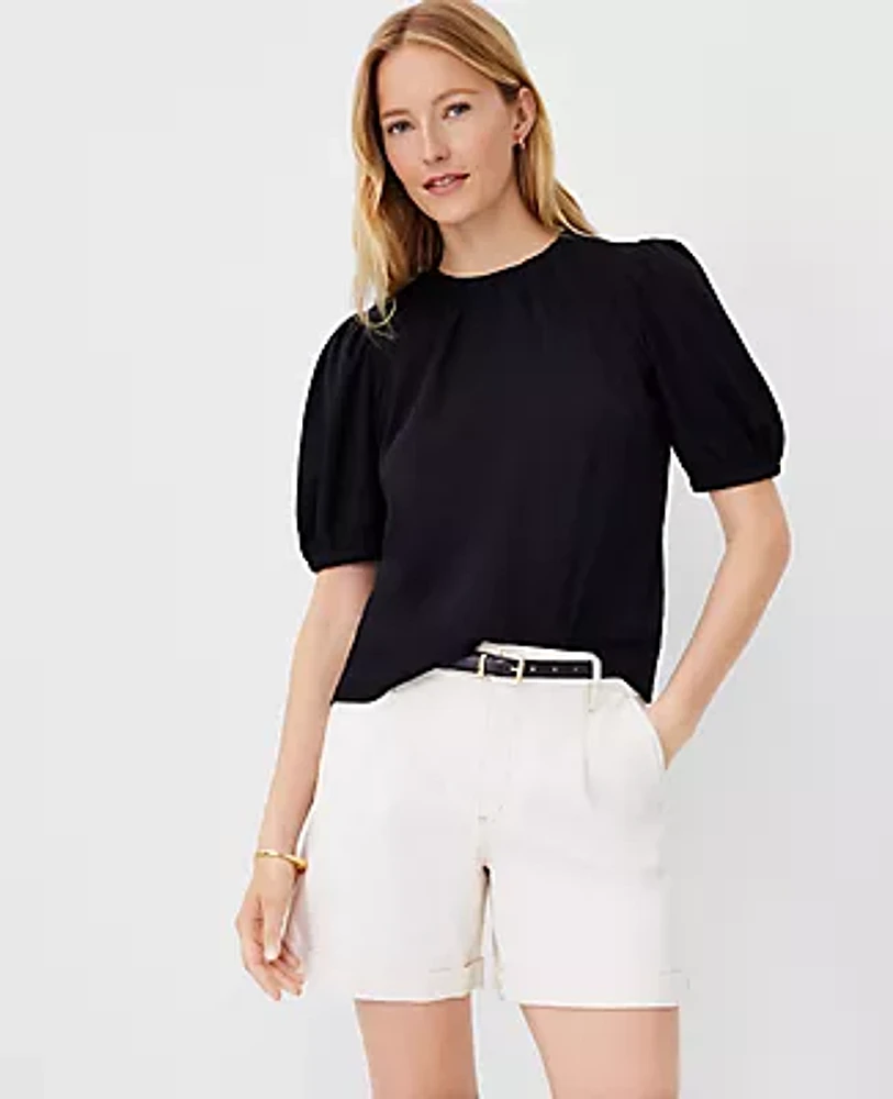 Ann Taylor Petite AT Weekend Shirred Neck Top