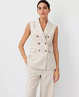 Ann Taylor Pinstripe Long Double Breasted Vest